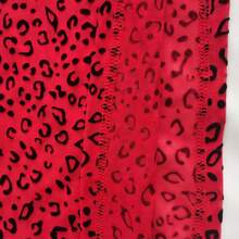 优雅女士网纱长袖上衣，性感透视圆领T恤，适合派对和夜店穿着，蕾丝衬衫；女士黑色动物纹时尚性感豹纹半透视长袖常规薄纱针织上衣 - 中等弹力，常规版型，植绒细节，修身透视网纱针织上衣，适合外穿、叠穿和各种场合。 - 紅色 - 查看 8