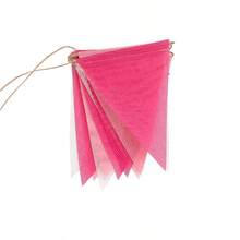1件粉白渐变麻布三角旗，可爱派对三角旗，复古派对和野餐装饰，适用于婚礼和婴儿派对 - 彩色 - 查看 2