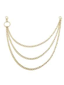 多层嘻哈朋克风时尚链，适合搭配牛仔裤，日常佩戴，哥特风裤链，女士钥匙链，适合复活节、夏季、开学季、秋季等场合。 - 金色 - 查看 3