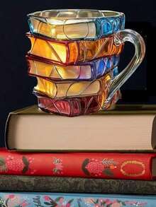 3D Stacked Book   Quirky Bookshelf Coffee Cup – Perfect Gift For Bookworms & Bibliophiles  ☕ - Màu đỏ tím - Xem 3