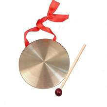 中国新年庆祝活动 - 乐器、初学者道具、锣鼓警示信号、铜管打击乐器套装 - 传统中国音乐鼓、红色手柄、镜面抛光黄铜表面、音色清脆 - 彩色 - 查看 9