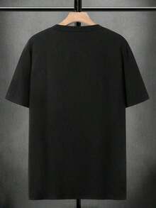 ZIVRE Men's Short Sleeve Casual T-Shirt With Letter Graphic Print, For Friends - Black 2 - 查看 3