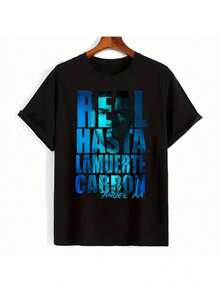 Anue Aa Real Until Death Cabron 2.0 T Shirt- Casual Unisex Shirt, Soft Fabric, Breathable, Comfortable, Short-Sleeved Retro High-Quality Cotton Machine Washable Men's Short Sleeves Hot,Loose-Fit Unisex Style T-Shirts - Black - View 9