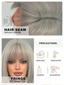 7JHH WIGS 女士灰色波波头假发，12英寸，时尚简约短直发，带刘海，灰棕色挑染，优质丝滑耐热合成假发，适合日常佩戴、节日派对、角色扮演等场合，是女孩的理想礼物。 - 挑染灰色 - 查看 7