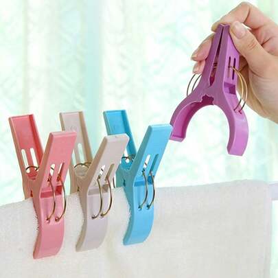 4pcs Large Beach Towel Clips - Durable Plastic, Windproof And Vibrant Colors, Suitable For Pool Chairs, Sunloungers, Cruise , Etc.