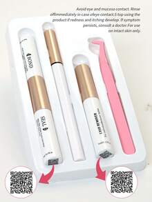 Eyelash Extension Kit - Glue + Eyeliner + Makeup Remover Oil + Tweezers, Gentle, Quick-Drying, Suitable For Daily Makeup Or Outings - White - View 3