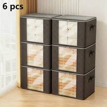 6-Piece Storage Box, Classic Comforter Bag, Organizer Bag With Handle, Transparent Window, Sturdy And Durable, Foldable And Stackable, Suitable For Storing And Organizing Clothes And Comforters - màu đen - Xem 9