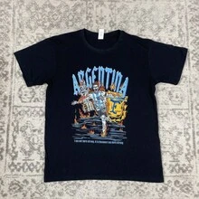Argentina Messis T Shirt Football Skull Short Sleeve Blacks Mens's Size Small. - 黑色 - 查看 1