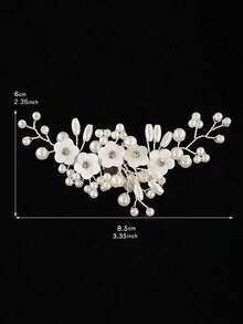 1pc Bridal Rhinestone & Pearl Detachable High Heel Shoe Clip Accessory, DIY Wedding Shoes Decor HX34 - Silver - View 7