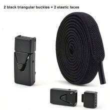 1Pair No-Tie Elastic Shoelaces With 2 Triangle Buckles Lightweight Stylish Adjustable Tightness Anti-Slip Secure Buckle Easy On Off For Sneakers Casual Shoes Skate Shoes - Multicolor - View 5