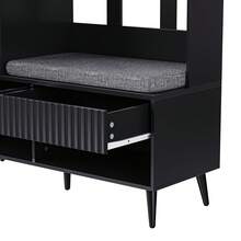 Hallway Wardrobe Kit, Shoe Cabinet, 4 Wardrobe Hooks, Two Drawers And 1 Door, White, 100 Lx35 Wx180 H Cm - Black - View 6