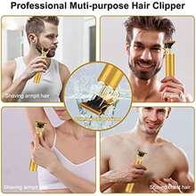 Cortadora de pelo eléctrica Vintage T9, afeitadora recargable para hombre, cortadora profesional para peluquero, nueva gran oferta IPX5 - Dorado - Ver 8