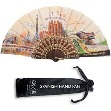 Abanico de mano español plegable hecho a mano abanico de mano Sevilla recuerdo baile flamenco decoración de verano - Barcelona Sin Cordones - Ver 8