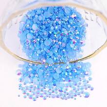 混尺寸 2MM-6MM，2000顆/包，透明 AB 色圓形平底玻璃水晶水鑽珠 DIY 美甲玻璃石設計配件 亮片美甲貼飾裝飾，適用於手機殼、衣服、包包、鞋子、手工藝品美甲飾品 - 彩色 - 查看 90