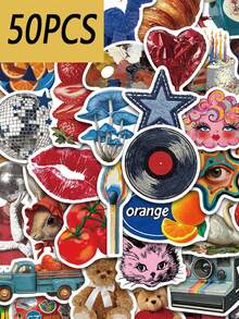 50PCS Vintage Y2K Style Fun Stickers, Suitable For DIY Decoration Of Mobile Phones, Laptops, Suitcases, Waterproof Stickers - Multicolor - View 2
