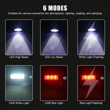 1pc High Lumen Long-Range LED/COB Dual-Light-Source Flashlight - 6 Modes & Type-C Fast Charging - Multicolor - View 5