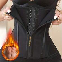 1pc Beginner-Focused Three Colors Waist Trainer| Dual Closure System (Zipper & Hook-Eye) - Posture-Correcting Tummy Slimmer, Hand-Washable Bodysuit For & Casual Attire ROYZ - đen - Xem 6