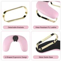 Ergonomic Large U-Shaped Metal Feet With Phone Holder Manicure Armrest With Removable Stand - Cushion-Like, Sturdy Base And Gold Legs - Manicurist Manicure Table Stand, Microfiber, Ergonomic Removable And Adjustable Design For Manicurists And Clients - 黑色 - 查看 3