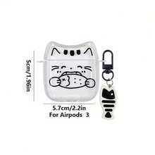 Eat Fish Cat Design Protective Case Compatible With Apple Bluetooth Earphones, Shockproof And Scratch-Resistant Cover Compatible With Apple Bluetooth Wave Earphone Case - Clear - View 6