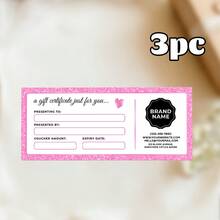 1/3pcs Valentines Heart Business Editable Gift Certificate Gift,Customize Photo And Text,Gift Certificate Template: Beauty Salon, Lash, Nail & Spa Editable Voucher Card, Pink Canva Design - A - View 8