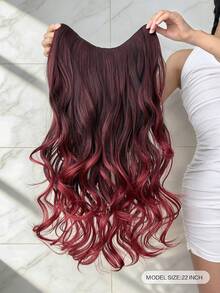 Clip In Hair Extensions V-Shaped 22 Inch Long Body Wave Heat Resistant Fiber Synthetic Hairpiece For Women Girls Party Daily Use - Two-Tone - View 9