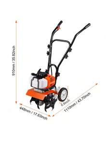Tiller Cultivator, 43CC 2-Stroke Garden Cultivator, Tiller With 4 Steel Adjustable Front Tines For Lawn, Garden And Field Cultivation,Garden Tools, Gardening Tools For Garden - Orange - View 10