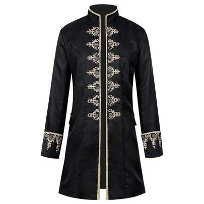 COS Herr Retro Steampunk Stand Collar Jacket, Scenuniform, Performancekostym, Scenoutfit
