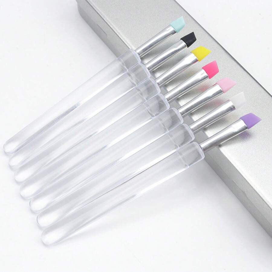 Portable Lipstick Brush, Transparent Silicone Lip Brush With Cap, Dustproof Makeup Brush, Silicone Lip Brush - Hồng - Xem 1