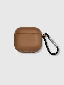 棕色苹果造型蓝牙耳机保护套,附带一个耳机挂钩,兼容 耳机盒、耳机、Pro 3 耳机盒、Pro(第二代)、3、Pro、1/2、4 耳机盒 - 棕色 - 查看 8