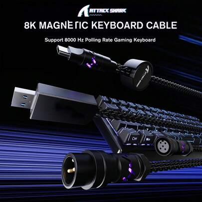 ATTACK SHARK كابل لوحة المفاتيح C01 RGB عالي الدقة، كابل لوحة مفاتيح ألعاب احترافي مخصص بقابس طيران USB-C، تصميم مضفر مزدوج الطبقة مستقر، كابل USB-A عالي السرعة بطول 2 متر من النوع C، قابس طيران معدني قابل للفصل، مناسب لمحترفي ألعاب الكمبيوتر