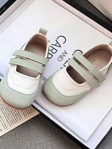 New Arrival Spring Autumn Toddler Girls Mary Jane Flats Light Green White Color Purple White Color  Double Hook-And-Loop Closure Straps Soft Non-Slip Sole Preppy Style Princess Shoes Versatile Casual Kids Shoes - Màu xanh Bạc hà - Xem 7