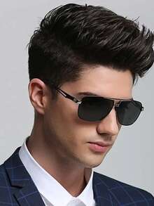 Retro Men's Pilot Metal Fashion Glasses Fashion Elegant Fashion Glasses Popular Stylish Lens - Multicolor - View 9