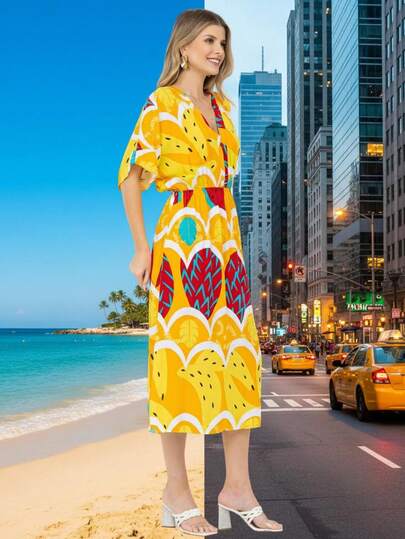 Vestido  midi estampa   cod:2021-B