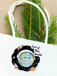 2pcs "OUT OF THIS WORLD" Space Themed Interesting Stickers - Perfect For Personalizing Your Laptop, Water Bottle Or Helmet With Unique Cosmic Designs! - Multicolor - View 8