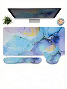 4-In-1 Gaming Mouse Pad Set With Wrist Rest, Including Mouse Pad, Desk Mat, Keyboard Wrist Rest, And Coaster, Ergonomic Design For Home, Office, Study, And Gaming - Multicolor - View 13