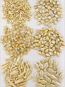 1 caja de cuentas de estrellas de mar, conchas y peces de playa de colores aleatorios para hacer collares, aretes y pulseras DIY - Océano dorado - Ver 2