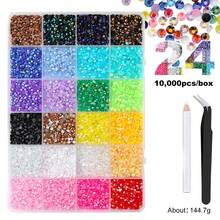 Bộ 3 viên đá trang trí móng tay hình tròn, đính kèm đá resin 24 khe, màu AB huỳnh quang, phụ kiện tự làm móng. - Nhiều màu - Xem 14