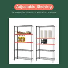 Wire Shelving Unit Commercial Metal Shelf With 5 Tier Adjustable Layer Rack Strong Steel For Restaurant Garage Pantry Kitchen Garage,Black - 黑色 - 查看 3