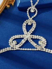 1pc Luxury Crystal Decorated Silver Bracelet Set With Ring, Suitable For Ball, Date, Party, Wedding, Bride Wear - Silver - View 4