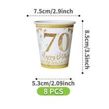 一套70周年纪念金色气球一次性餐盘、餐巾纸、杯子，可供8位客人使用，适用于生日、婚礼、派对、家庭野餐等场合。 - 彩色 - 查看 6