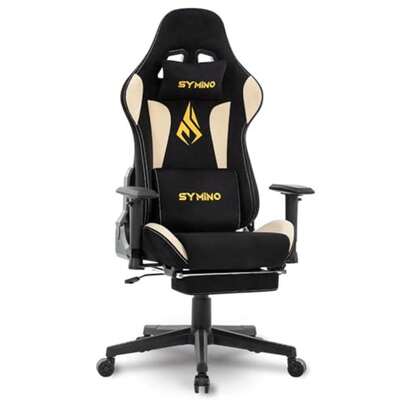 Gaming Chair With Footrest Computer Chair For Teens With Headrest And Lumbar Support Ergonomic PC Chair Height Adjustable Rotating Task Chairs Black Beige