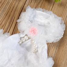 IUdog 狗狗连衣裙、宠物婚纱、春夏季狗狗服装、婚纱、摄影道具服、猫咪连衣裙、宠物服饰 - 白色 - 查看 5