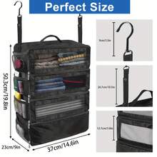 Foldable Hanging Travel Storage Bag 4-Layer Large Capacity Luggage Organizer Ideal For Clothing And Gear Durable And Space-Saving Multi-Functional Travel/Camping/Dorm Storage Bag - Multicolor - View 3