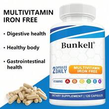 Bunkell Vitamin & Mineral Dietary Supplement - With Vitamin, Folate, Biotin - Immune Support, For Men & Women - 120 Capsules - 1瓶 - 查看 5