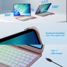[Only Keyboard Case]Mollenmell Touch Case With Keyboard For IPad Pro 13-Inch(M5/M4, 2025/2024), IPad Air 13-Inch(M3/M2, 2025/2024) & IPad Pro 12.9-Inch, Trackpad, 360° Rotatable, 7-Colors Backlit, US English QWERTY Layout - Pink - View 8