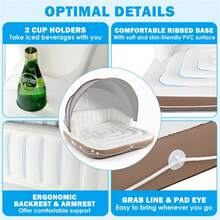 2-Person Inflatable Pool Floating Lounge, Swimming Raft With Sunshade Umbrella, Outdoor Water Lounger - C - Xem 3