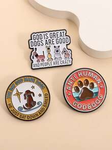 一套神与狗珐琅徽章，可爱卡通狗爪印胸针翻领徽章，动物小狗饰品，送给朋友的礼物 - 彩色 - 查看 8