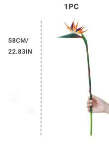 Flower Realm 1/2/5支装，58厘米/22.83英寸，人造天堂鸟花，柔软硅胶材质，仿真花束，家居装饰仿真花，花瓶装饰，客厅办公室装饰，婚礼装饰，DIY插花 - 彩色 - 查看 3