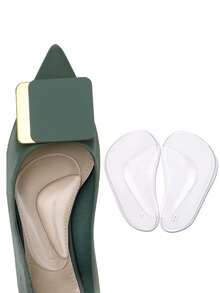 2 piezas de almohadillas de cojín de antepié transparente de silicona, forro suave, plantillas para zapatos unisex - transparente - Ver 1