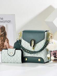 迷你手机包套装 - 时尚印花单肩斜挎包 - 粉色 - 查看 5